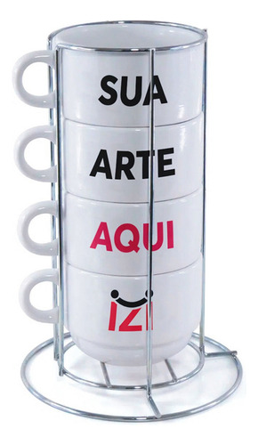 Torre De Xícara Porcelana Personalizada Com Sua Foto Ou Arte