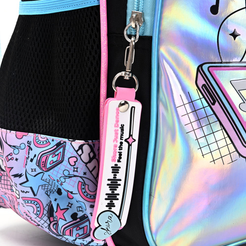 Mochila Escolar Skora 13561 Color Tornasolado Diseño Geométrico 20l