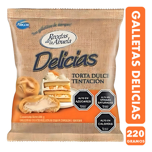 Galletas Delicias Arcor Sabor Durazno Y Manjar (bolsa 220gr)