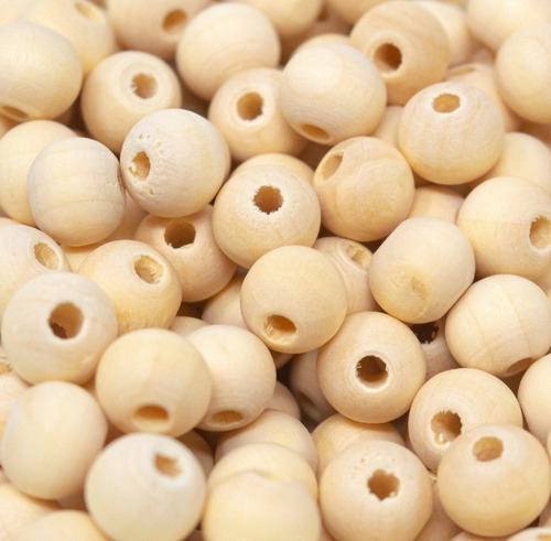 Imagen 2 de 4 de Cuentas Bolitas Esferas Madera Natural 1cm X 8mm - 150 Unds