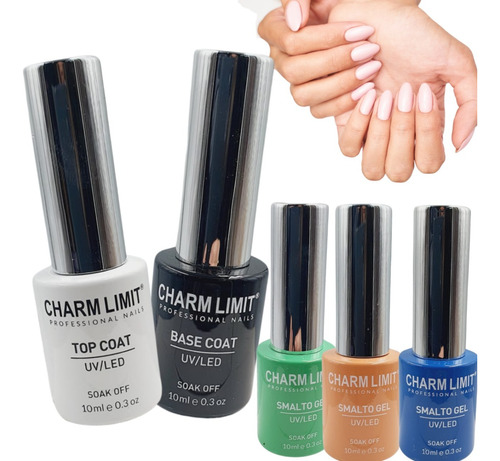 Charm Limit Top Coat + Base + 3 Semipermanente Uv/led 10ml 