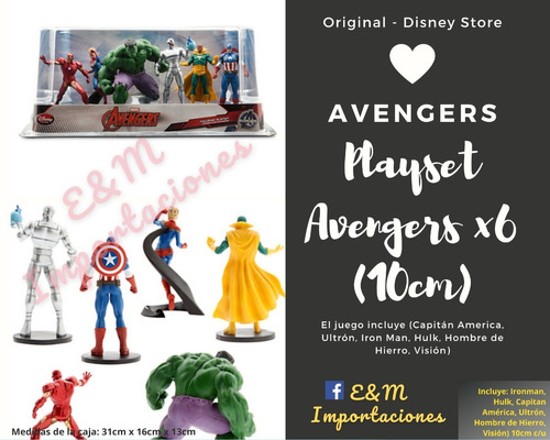 Avengers Playset X6 Ironman, Hulk, Capitan América, Disney