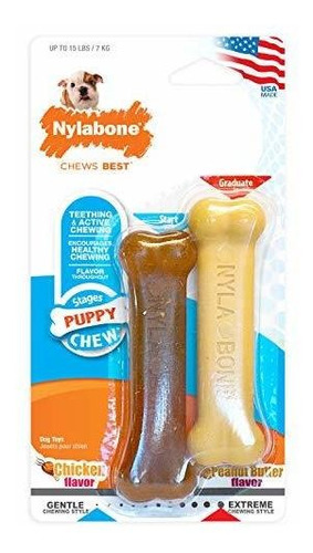 Nylabone Cachorro Chew Mantequilla De Maní Y Pollo Sabor Jug