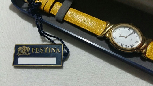 Lindo Relógio De Pulso Festina,pulseira De Couro, Fem,cx Aço