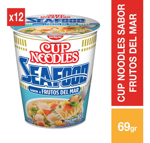 Sopa Instantánea Cup Noodles Nissin Frutos Del Mar - 12 Uds