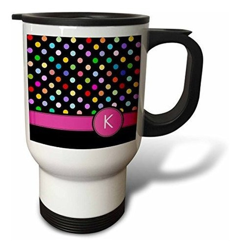 Vaso - 3drose   Letter K Monogrammed On Rainbow Polka Dots P