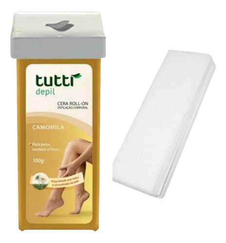 Cera Roll-on Tutti Camomila + 50 Folhas Tnt Tecido Falso