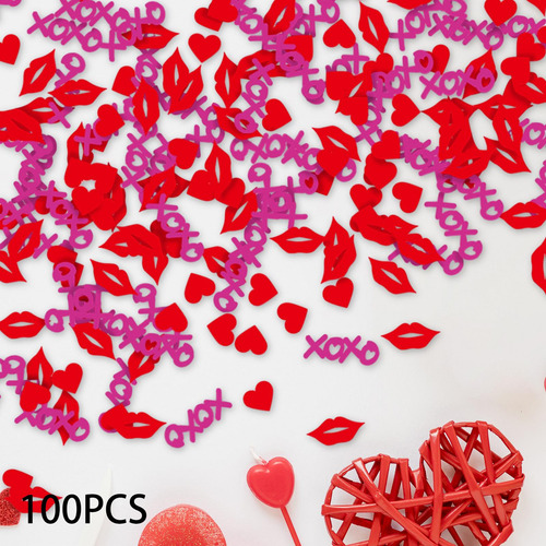 2 X 6x100 Piezas Confeti De Corazón Confeti De 2 Piezas