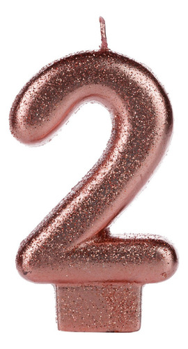 Vela Aniversário Cintilante Glitter Rosé Gold Número 2