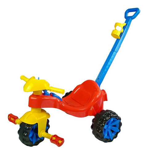 Triciclo Toy Kids Vermelho 2 Em 1 Com Haste Para Empurrar