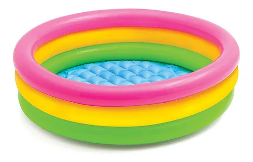 comprar Alberca inflable redonda Intex Sunset Glow 58924 de 86cm x 25cm 56L rosa y amarilla y verde