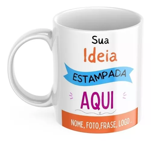 Caneca Branca Personalizada Foto Imagem Logo Arte