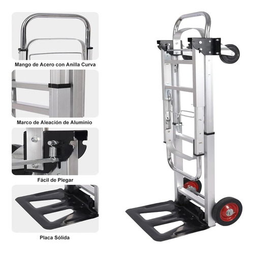 Carro Plegable Convertible 3 En 1 Con Capacidad 150kg