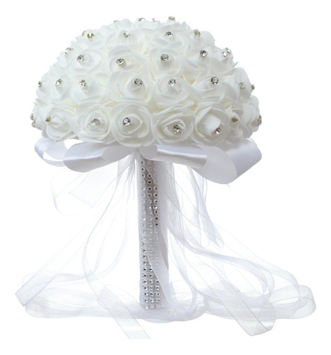 Wu-chuang Ramo De Novia Blanco Artificial De Cristal Rosa