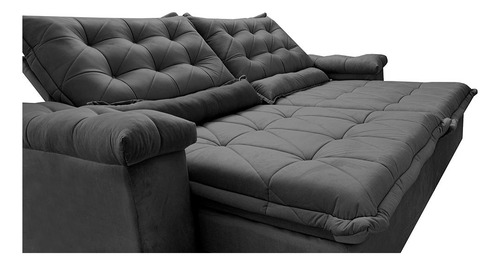 Sofá Retrátil 2,55m Cama Inbox Big Fresh. Com Softgel d40 Cor Cinza