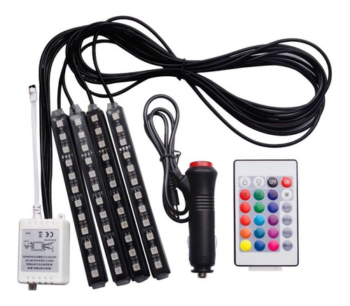 Imagen 3 de 8 de Tiras Led Auto Interior Rgb Car Floor Iluminacion 48led 7010