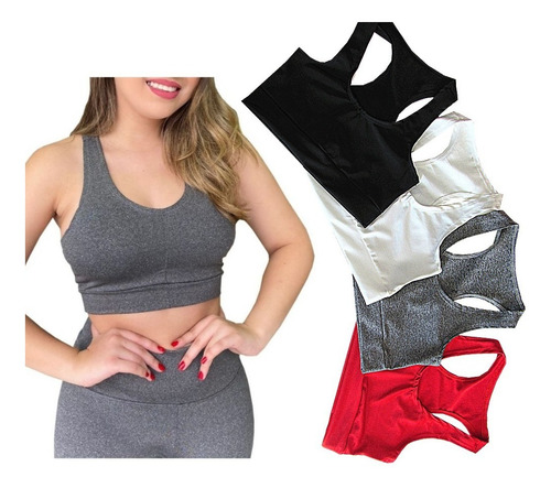 Imagem 7 de 9 de Kit 4 Top Cropped Feminino Suplex Fitness Academia Treino