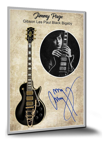 Poster Guitarra Jimmy Page Gibson Black Pôsteres Placa A3