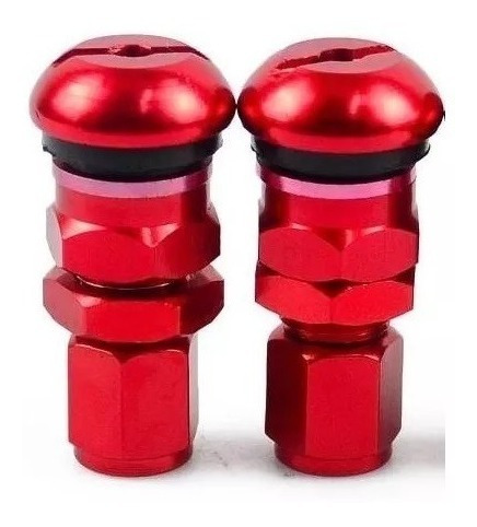 Bicos Para Rodas De Carro Em Alumínio Vermelho Kit 4un.