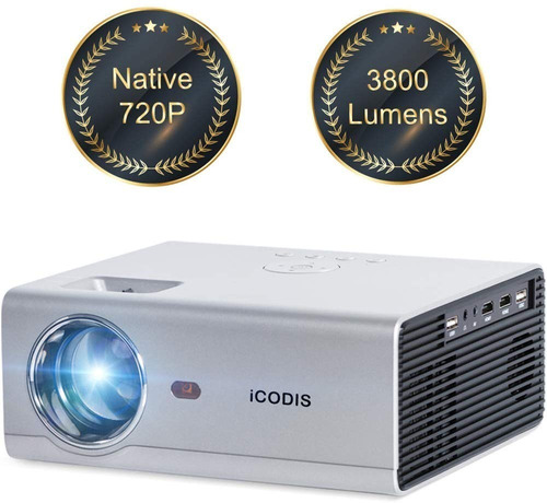 Mini Proyector 3800 Lúmenes, Resolución Nativa 720p Icodis