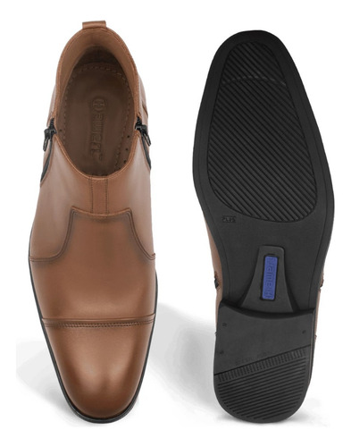 Botín De Cuero Para Hombre Color Toffee Casual Formal H625