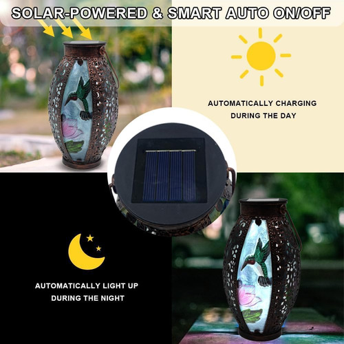 Linterna Solar Para Exteriores, 2 Faroles Colgantes De Vidri