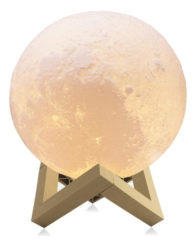 Velador Moderno Luz Led Lampara Luna 3d 15cm Con Base