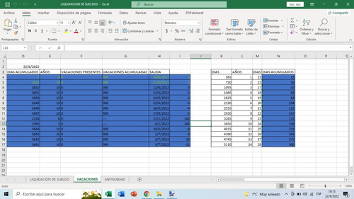 Planilla Excel Liquidacion De Sueldo, Vacaciones, Antiguedad
