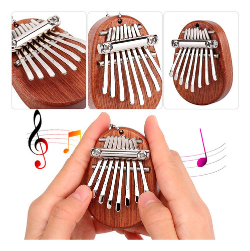 Mini teclado portátil Kalimba de 8 teclas para percusión, madera, pulgar, color marrón