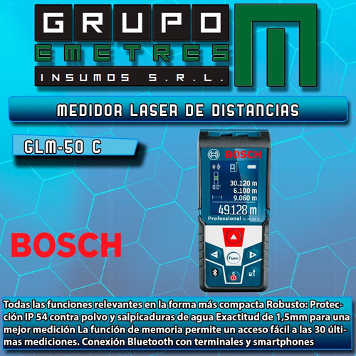 Medidor Láser De Distancias Bosch Glm 50 C Professional