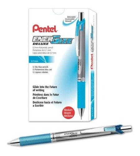 Portaminas 0.7mm Pentel Energize Sky Blue Accents X12