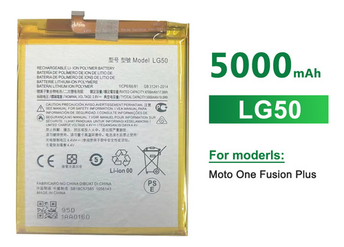 Fundas Cargadoras Bateria Pila Para Moto One Fusion Plus Lg50 5000mah Con Kit