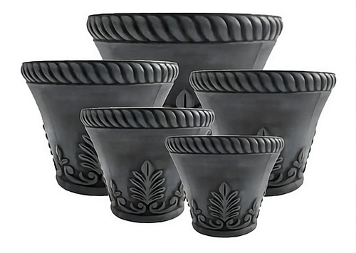 Maceta De Plastico Deco Jardin Plantas Premium 25x19.5 Cm M1 #60432 - Sheshu Color Gris