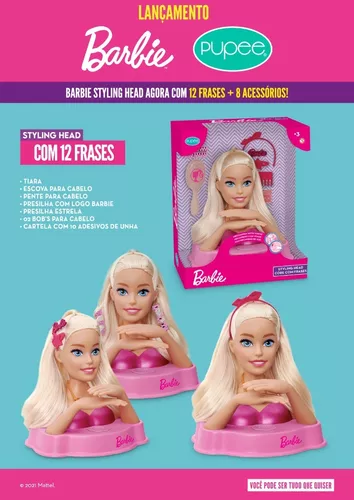 Boneca Infantil Barbie Para Pentear Com 12 Frases e Acessórios
