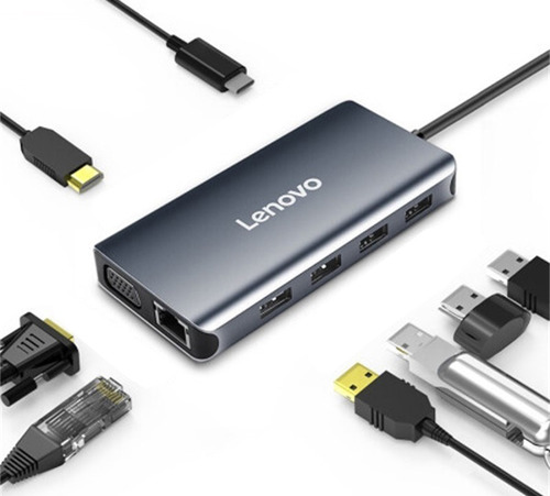 Lenovo Hub Adaptador Usb C Hdmi Vga Para Macbook Pro Air