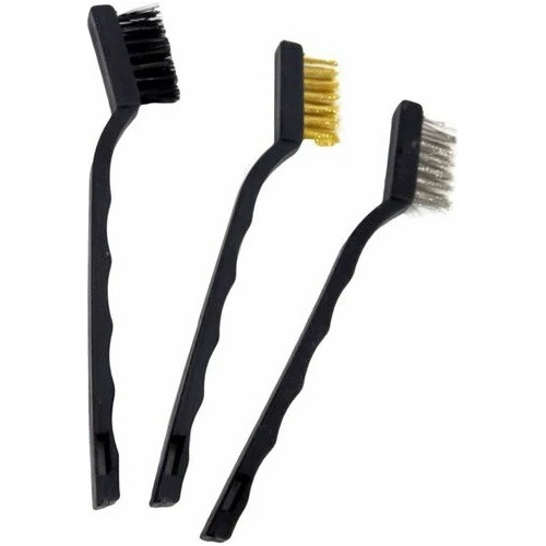 Escova Mini Em Aço Cabo Plastico Jogo C/ 3 Peças - Eda 8ag