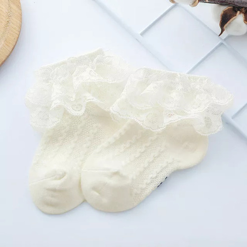5 Pares De Calcetines De Encaje Con Volantes Para Niñas,