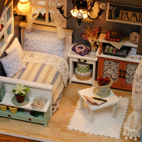Hosioe Kit De Casa De Muñecas En Mitura Diy Realista Mini