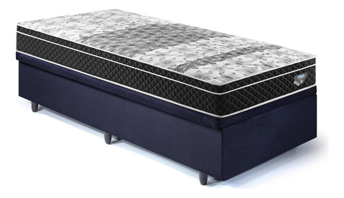 Base Box Baú 88x188 Suede Preto Com Colchão Gransleep