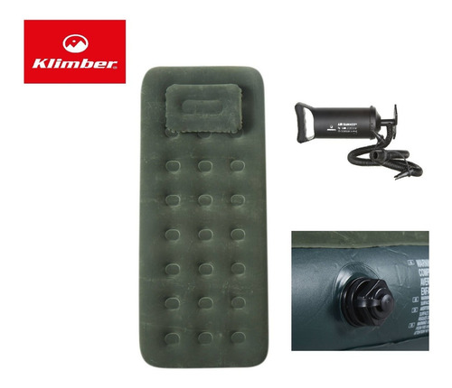Imagen 7 de 7 de Colchón Inflable Klimber Individual + 1 Almohada + Inflador