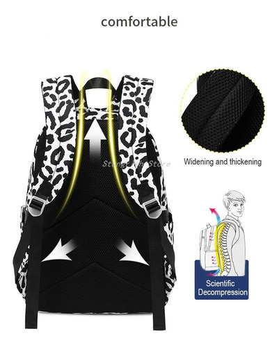 Boo Mochila Para Estudiantes Con Estampado De Leopardo De Gran Capacidad Y Lonchera