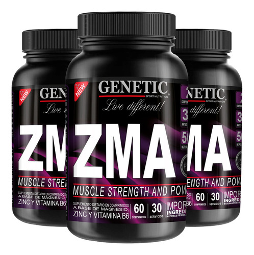1 Zma Zinc Magnesio Prohormonal Eleva Testo 90 Días Genetic Sabor Neutro