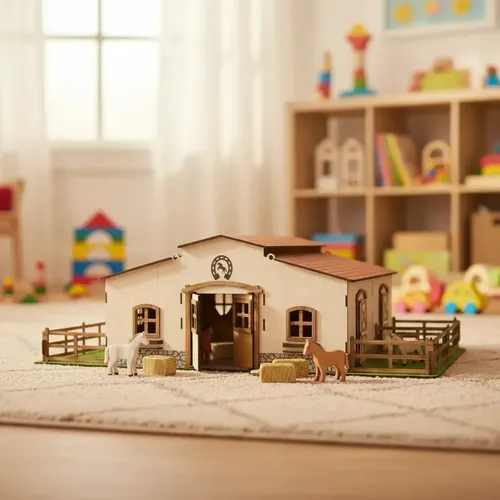 Mini Estábulo Minha Fazendinha de Brinquedos Mdf Criativa