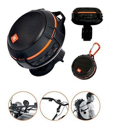 Imagen 5 de 10 de Parlante Portatil Jbl 5w Rms 10hs Ipx7 Inalamrico Bt Fm Bici