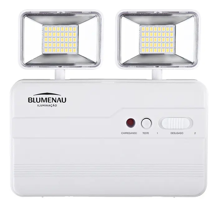 Blumenau Iluminação 40012224 luminária de emergência 2200 lumens led com bateria recarregável 10 w branca bivolt