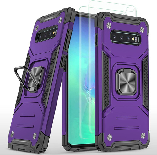 Funda Para Samsung Galaxy S10 Plus - Violeta/negra + Anillo