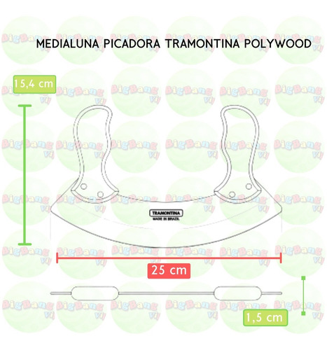 Cuchilla Medialuna Picadora Tramontina Polywood 25cm