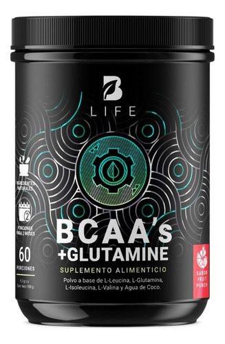 Bcaas Con Glutamina 60 Tomas B Life Bcaas + Glutamine Sabor Fruit punch