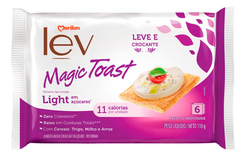Torrada Lev Magic Toast Com Cereais Marilan 110g