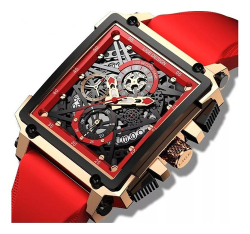 Reloj De Cuarzo Reloj Esqueleto De Moda Cuadrado Para Hombre